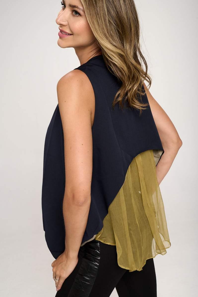 Women's Silk Contrast Fashion Vest - Brand My Case