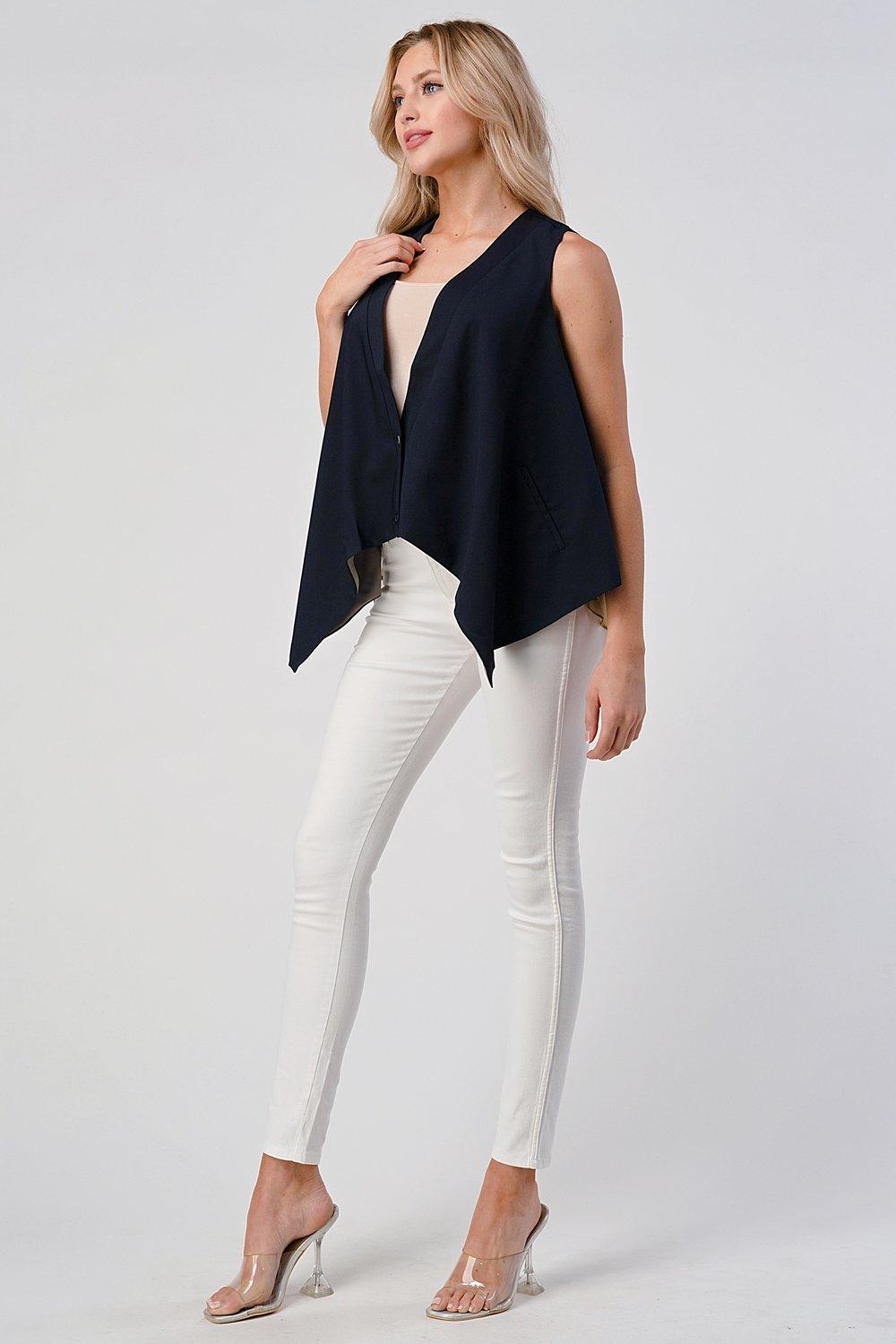 Women's Silk Contrast Fashion Vest - Brand My Case