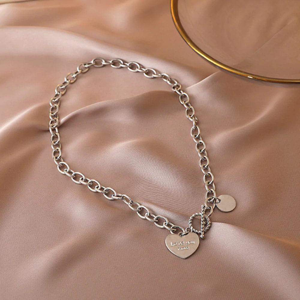 Womens Chain Necklace with Love You More Heart Shape Pendant - Brand My Case