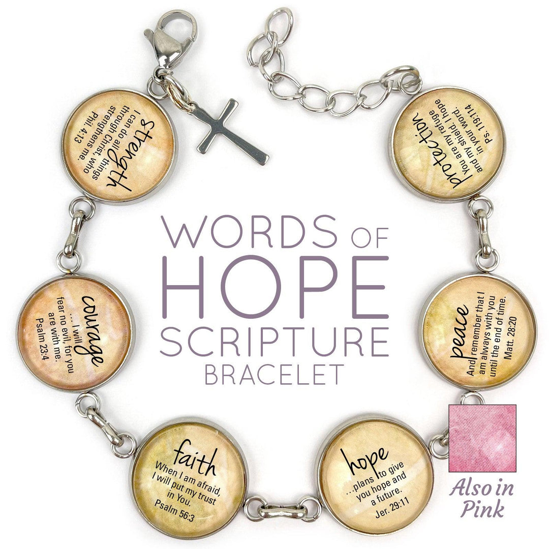 Words of Hope & Scriptures Bracelet – Strength, Courage, Faith, Hope – - Brand My Case