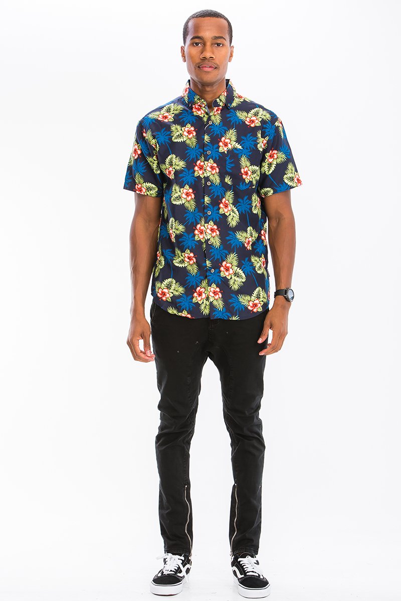 Button-Down-Hemd mit Hawaii-Print