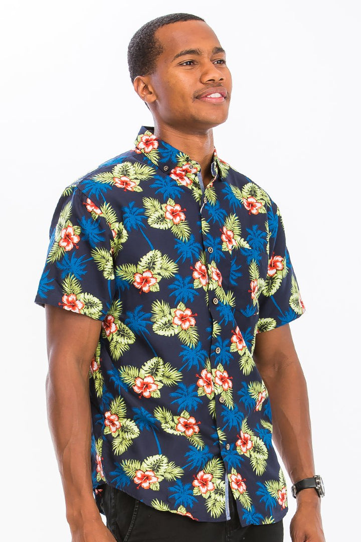 Button-Down-Hemd mit Hawaii-Print