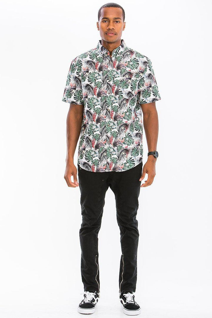 HAWAIIAN PRINT BUTTON DOWN SHIRT - Brand My Case