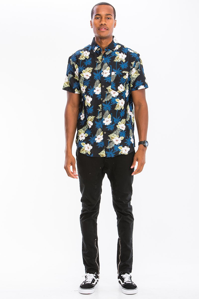 Button-Down-Hemd mit Hawaii-Print