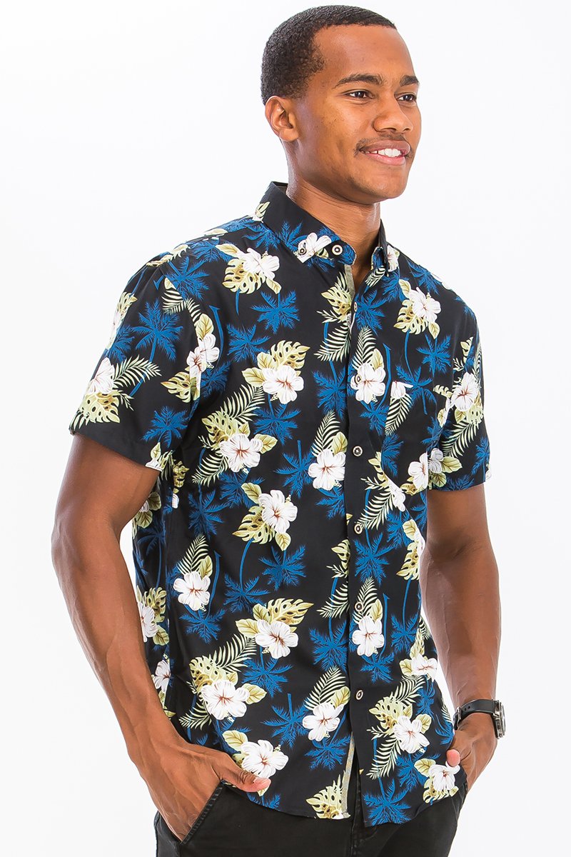 Button-Down-Hemd mit Hawaii-Print