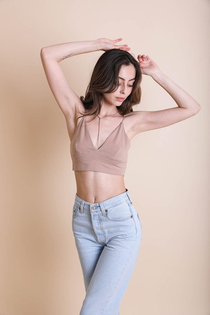 Y-Neck Plunge Crop Top - Brand My Case