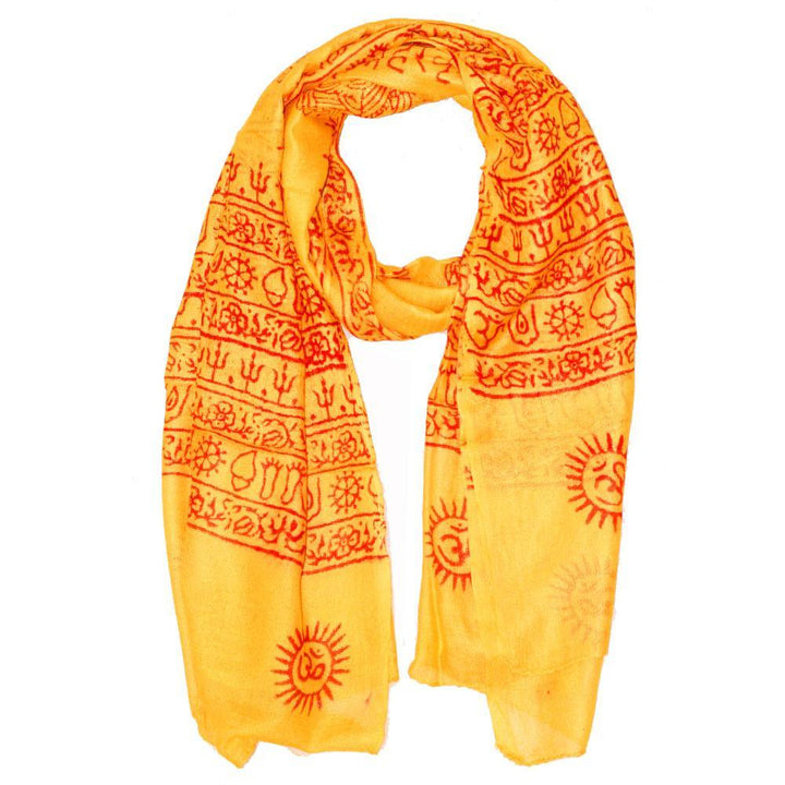 Yellow Primordial Om & Ganesha Printed Scarf - Brand My Case