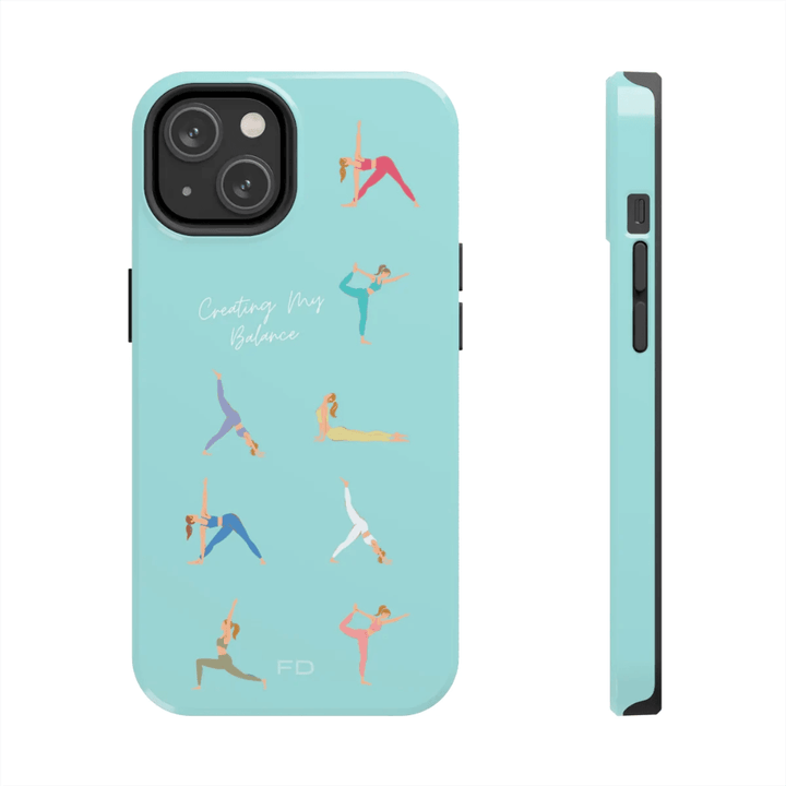 Yoga Poses Blue Tough Case for iPhone with Wireless Charging - Brand My Case