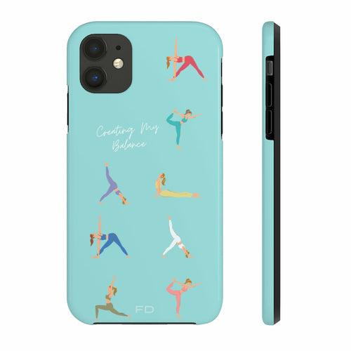 Yoga Poses Blue Tough Case for iPhone with Wireless Charging - Brand My Case