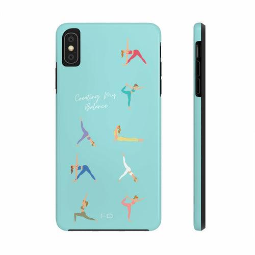 Yoga Poses Blue Tough Case for iPhone with Wireless Charging - Brand My Case