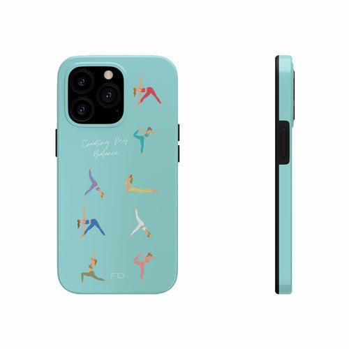 Yoga Poses Blue Tough Case for iPhone with Wireless Charging - Brand My Case