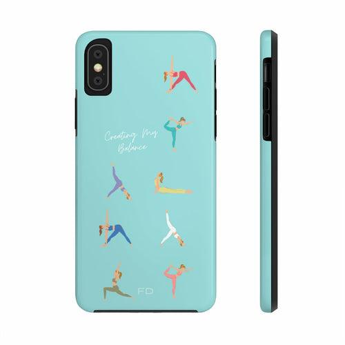 Yoga Poses Blue Tough Case for iPhone with Wireless Charging - Brand My Case