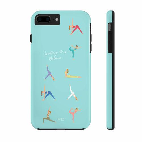 Yoga Poses Blue Tough Case for iPhone with Wireless Charging - Brand My Case