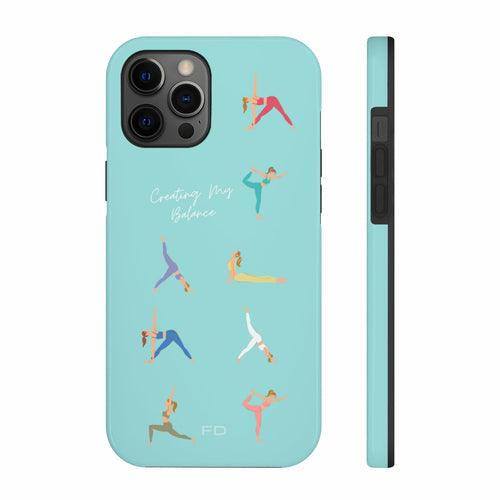 Yoga Poses Blue Tough Case for iPhone with Wireless Charging - Brand My Case