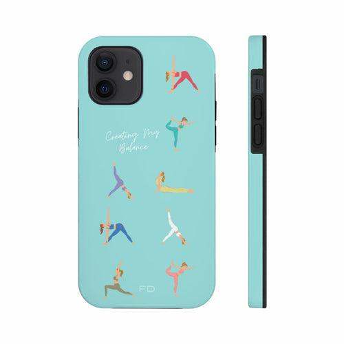 Yoga Poses Blue Tough Case for iPhone with Wireless Charging - Brand My Case