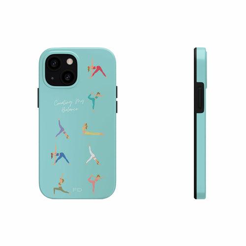 Yoga Poses Blue Tough Case for iPhone with Wireless Charging - Brand My Case