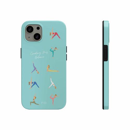 Yoga Poses Blue Tough Case for iPhone with Wireless Charging - Brand My Case