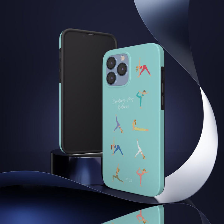 Yoga Poses Blue Tough Case for iPhone with Wireless Charging - Brand My Case