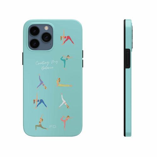 Yoga Poses Blue Tough Case for iPhone with Wireless Charging - Brand My Case