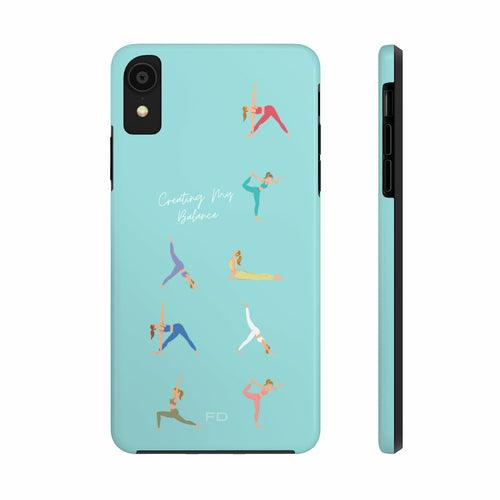 Yoga Poses Blue Tough Case for iPhone with Wireless Charging - Brand My Case