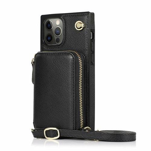 Zipper Wallet Case with Adjustable Crossbody Strap for iphone - Brand My Case