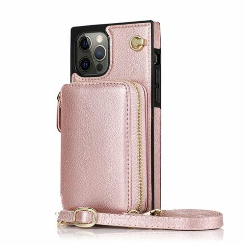 Zipper Wallet Case with Adjustable Crossbody Strap for iphone - Brand My Case