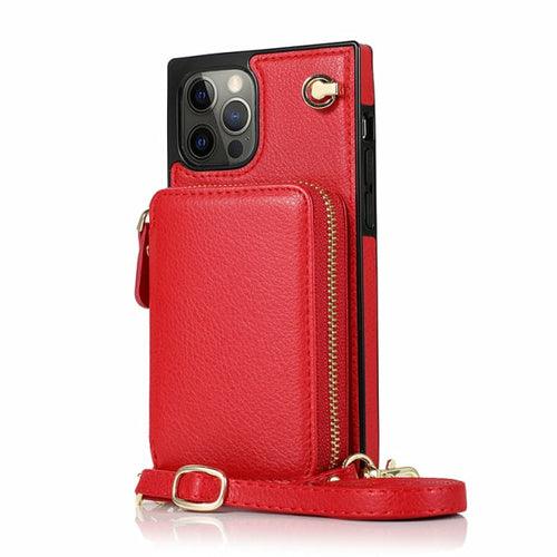 Zipper Wallet Case with Adjustable Crossbody Strap for iphone - Brand My Case