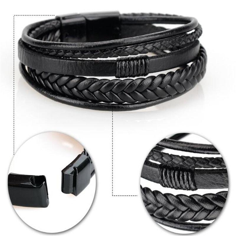 ZOSHI Trendy Genuine Leather Bracelets Mens Multilayer Braided Rope Bracelets Male Female Bracelets Retro Jewelry - Brand My Case