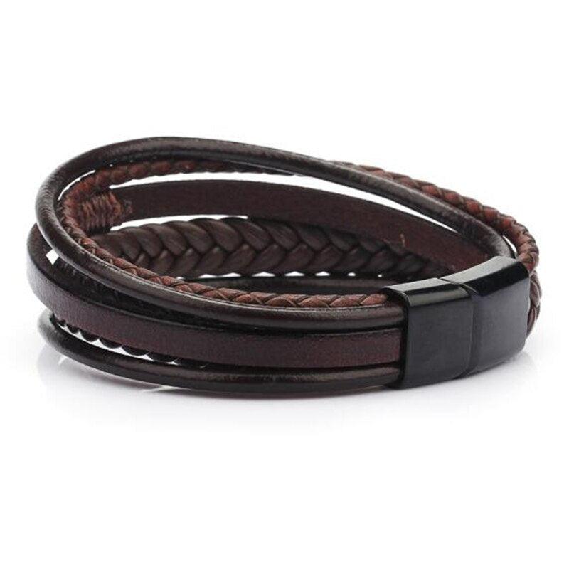 ZOSHI Trendy Genuine Leather Bracelets Mens Multilayer Braided Rope Bracelets Male Female Bracelets Retro Jewelry - Brand My Case