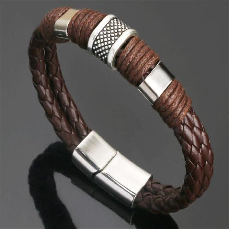 ZOSHI Trendy Genuine Leather Bracelets Mens Multilayer Braided Rope Bracelets Male Female Bracelets Retro Jewelry - Brand My Case