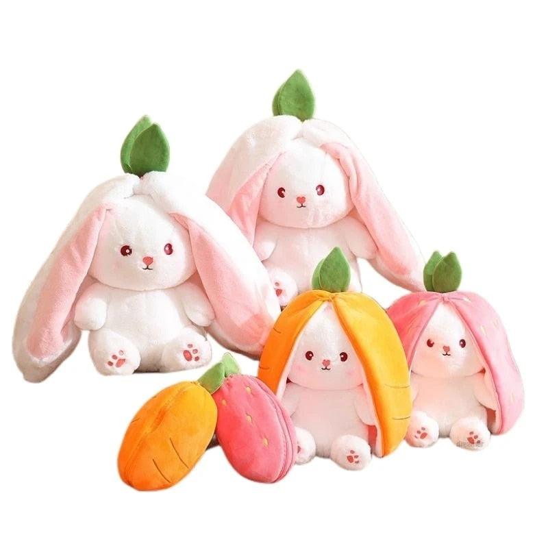 18cm Cosplay Strawberry Carrot Rabbit Plush Toy Stuffed Creative Bag into Fruit Transform Baby Cuddly Bunny Plushie Doll For Kid - Brand My Case