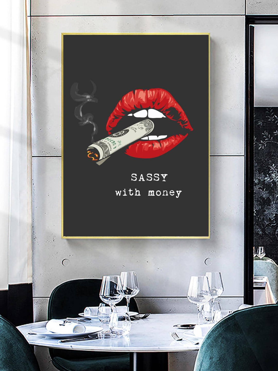 1pc Chemical Fiber Unframed Painting Lip Slogan Graphic Wall Art Painting For Home Wall Decor - Brand My Case