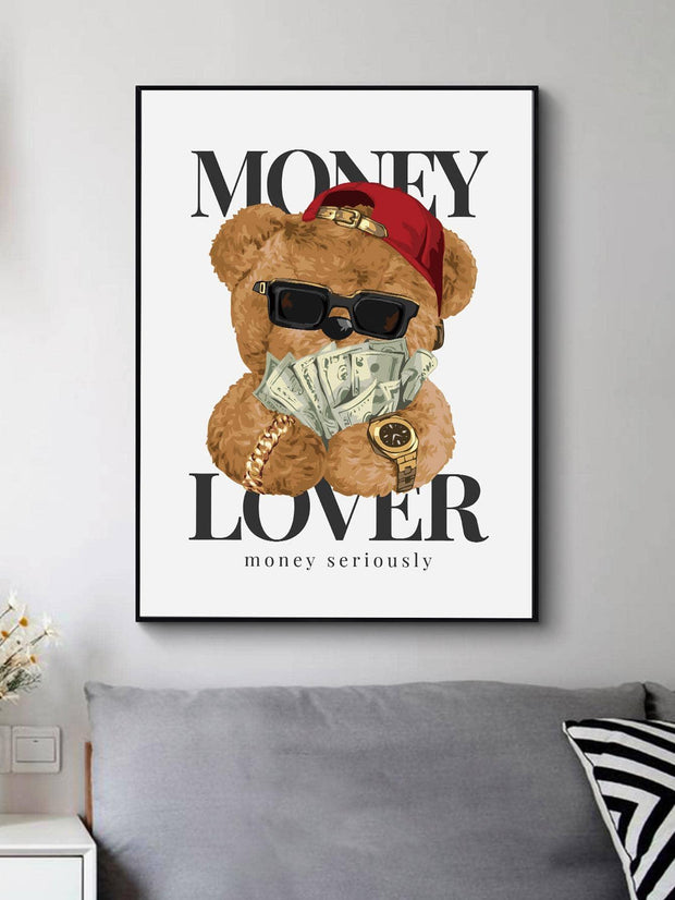 1pc Chemical Fiber Unframed Painting Modern Cartoon Bear Letter Graphic Unframed Picture For Home Decoration - Brand My Case