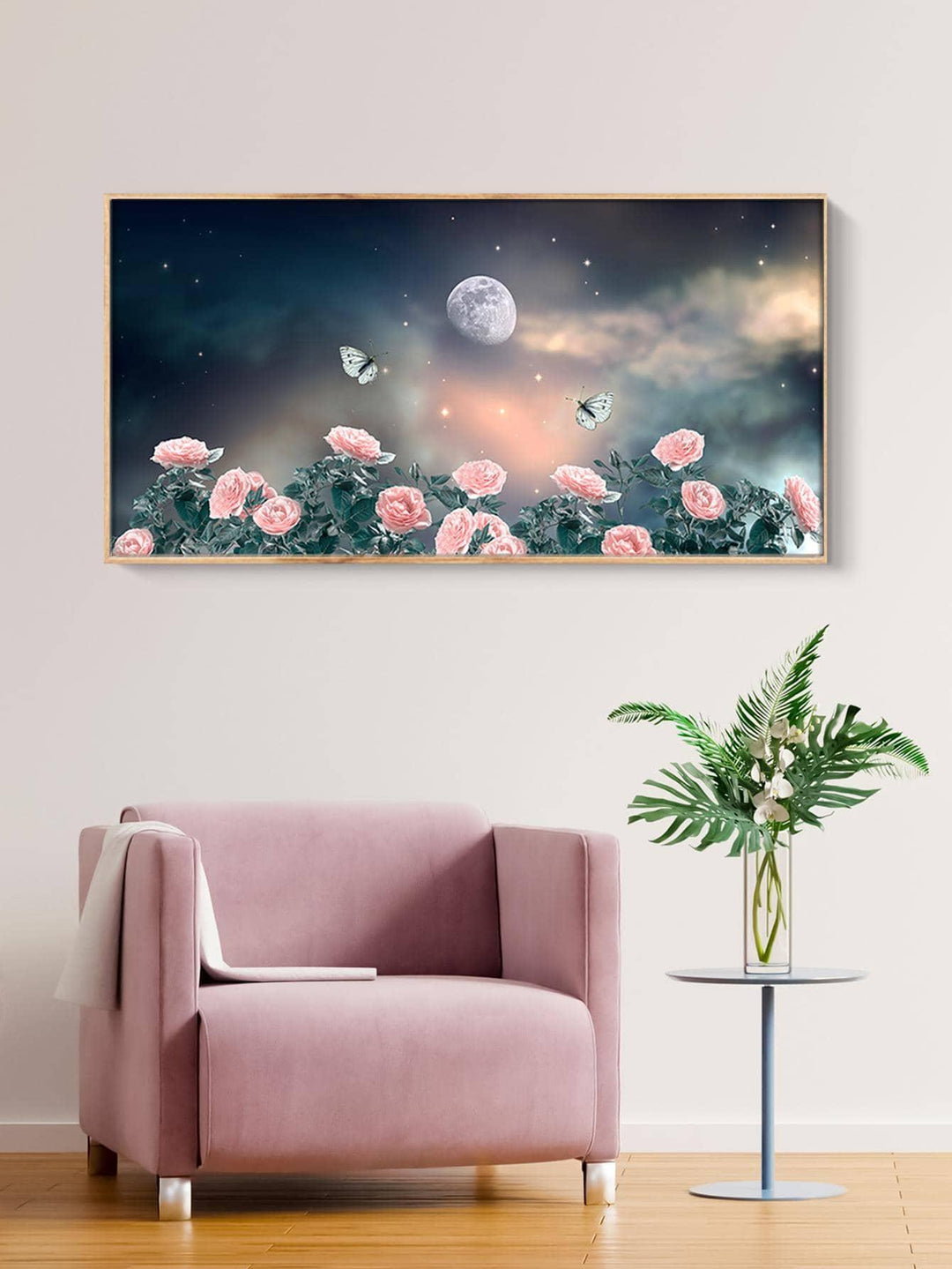 1pc Chemical Fiber Unframed Painting Modern Flower Moon Pattern Wall Art Painting For Home Wall Decor - Brand My Case