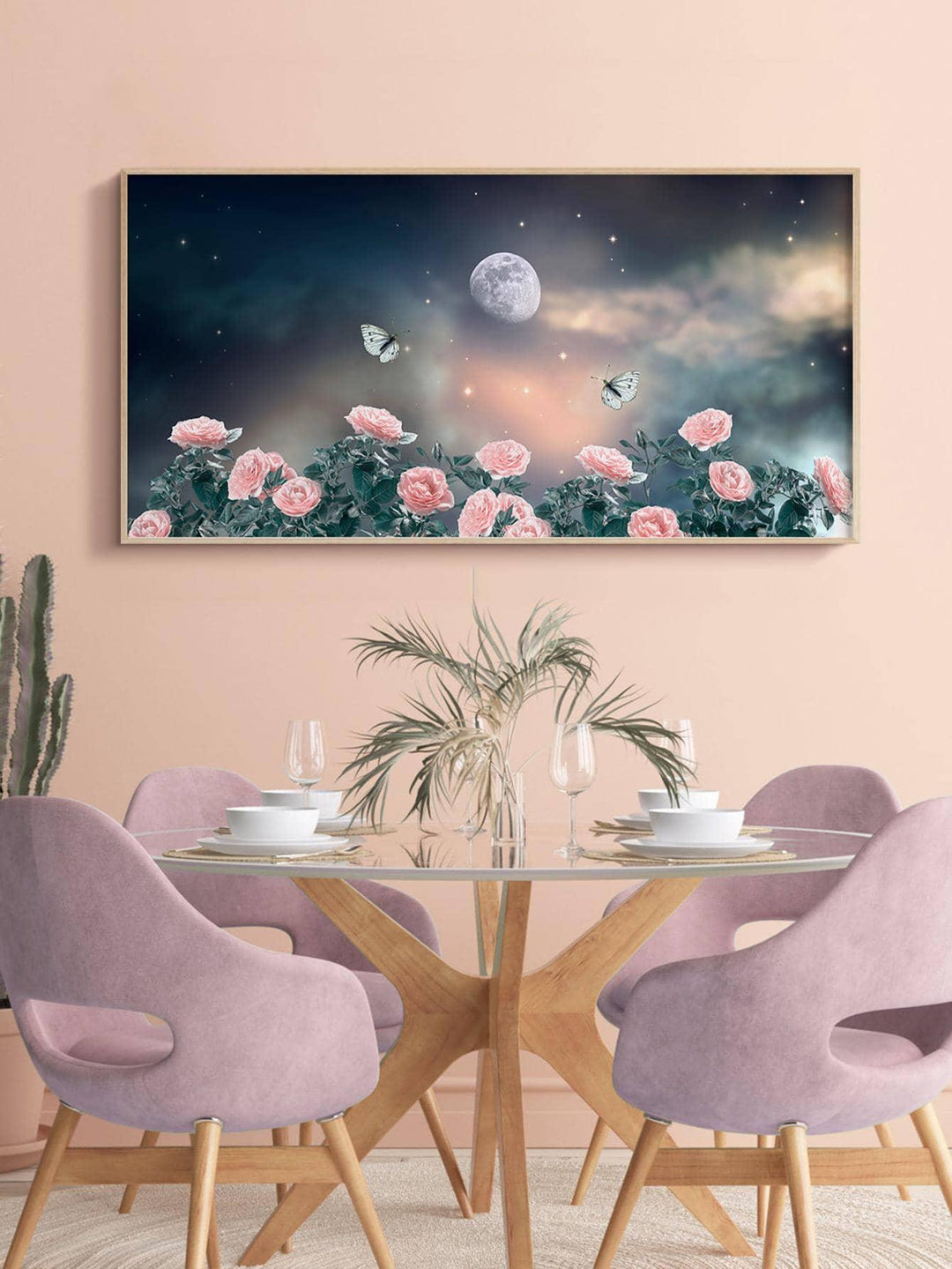 1pc Chemical Fiber Unframed Painting Modern Flower Moon Pattern Wall Art Painting For Home Wall Decor - Brand My Case
