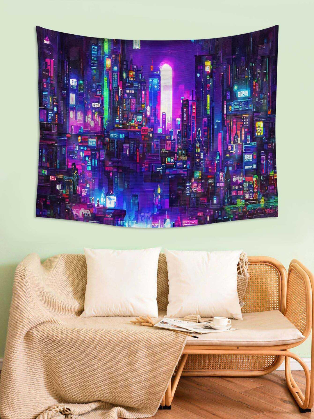 1pc City Night View Pattern Tapestry Fabric Tapestries Poster Wall Hanging For Bedroom - Brand My Case