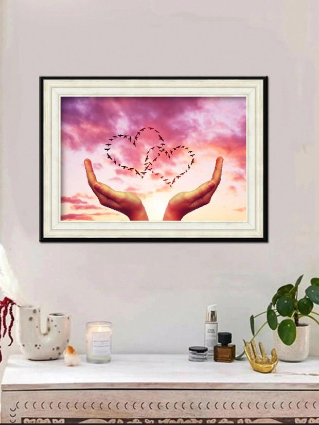 1pc Hand Heart Pattern Unframed Painting Modern Chemical Fiber Unframed Picture For Home Decor - Brand My Case