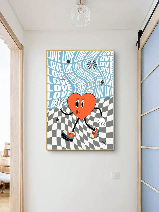 1pc Heart Letter Graphic Unframed Painting Modern Chemical Fiber Unframed Picture For Home Decor - Brand My Case