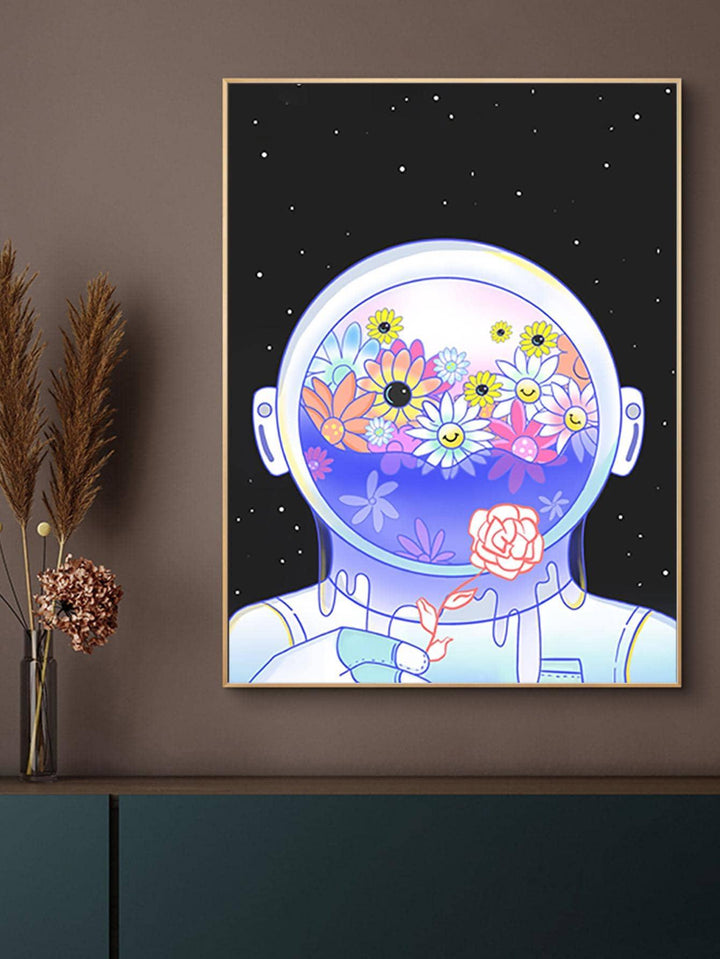 1pc Moon Astronaut Pattern Unframed Painting Chemical Fiber Wall Art Painting For Home Wall Decor - Brand My Case