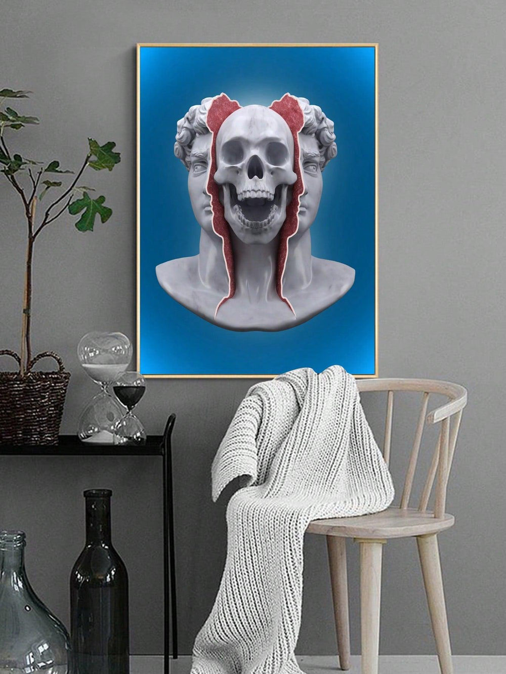 1pc Skull Pattern Unframed Painting Modern Figure Skeleton Print Wall Art Painting For Home Wall Decor - Brand My Case