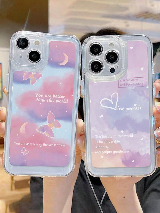 2pcs Butterfly Heart Pattern Anti fall Phone Case - Brand My Case
