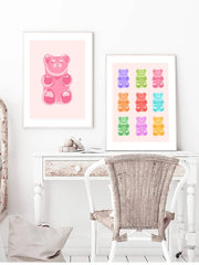 2pcs Cartoon Bear Print Unframed Painting Cute Hanging Wall Art Prints For Home Decor - Brand My Case