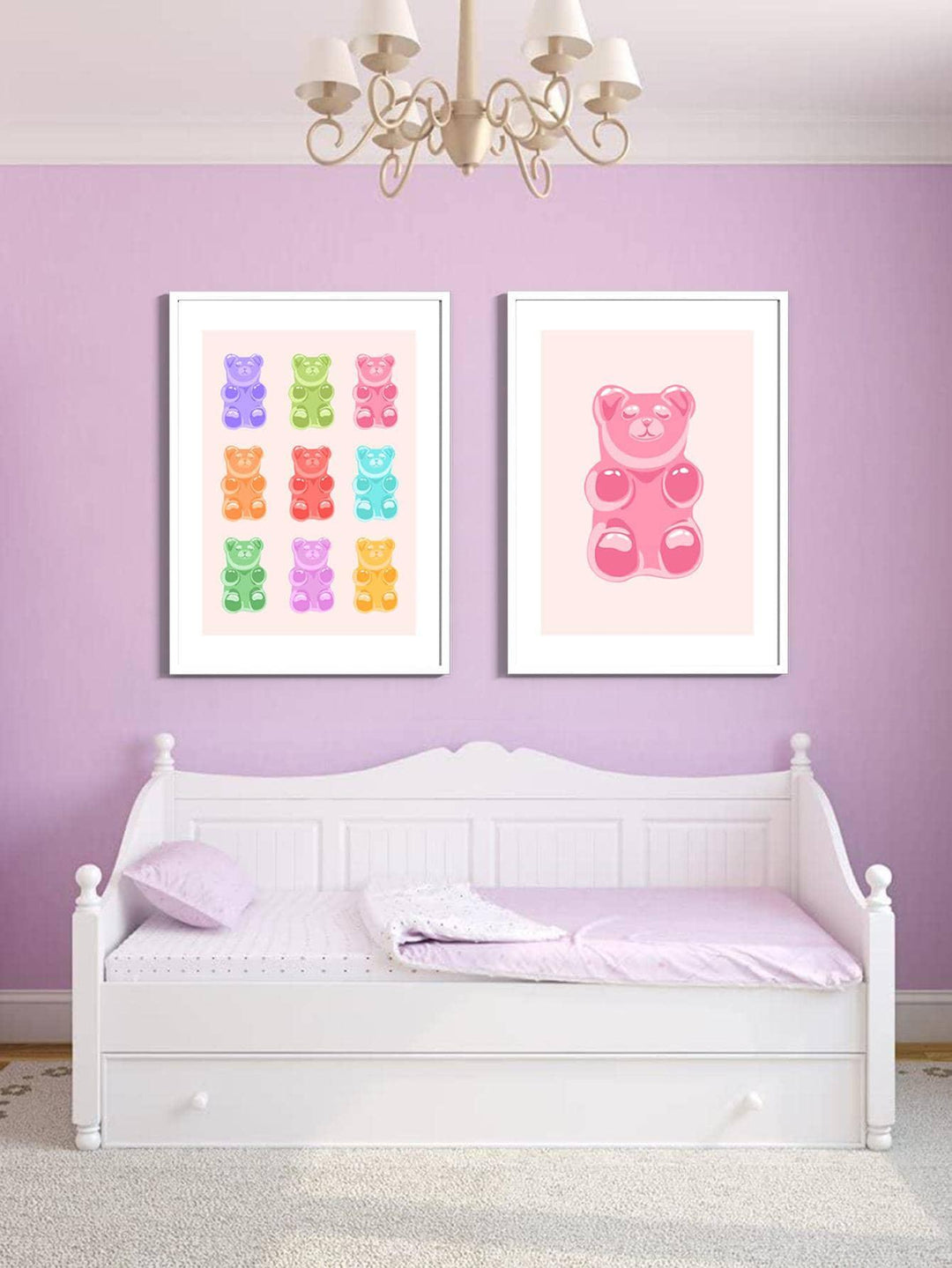 2pcs Cartoon Bear Print Unframed Painting Cute Hanging Wall Art Prints For Home Decor - Brand My Case