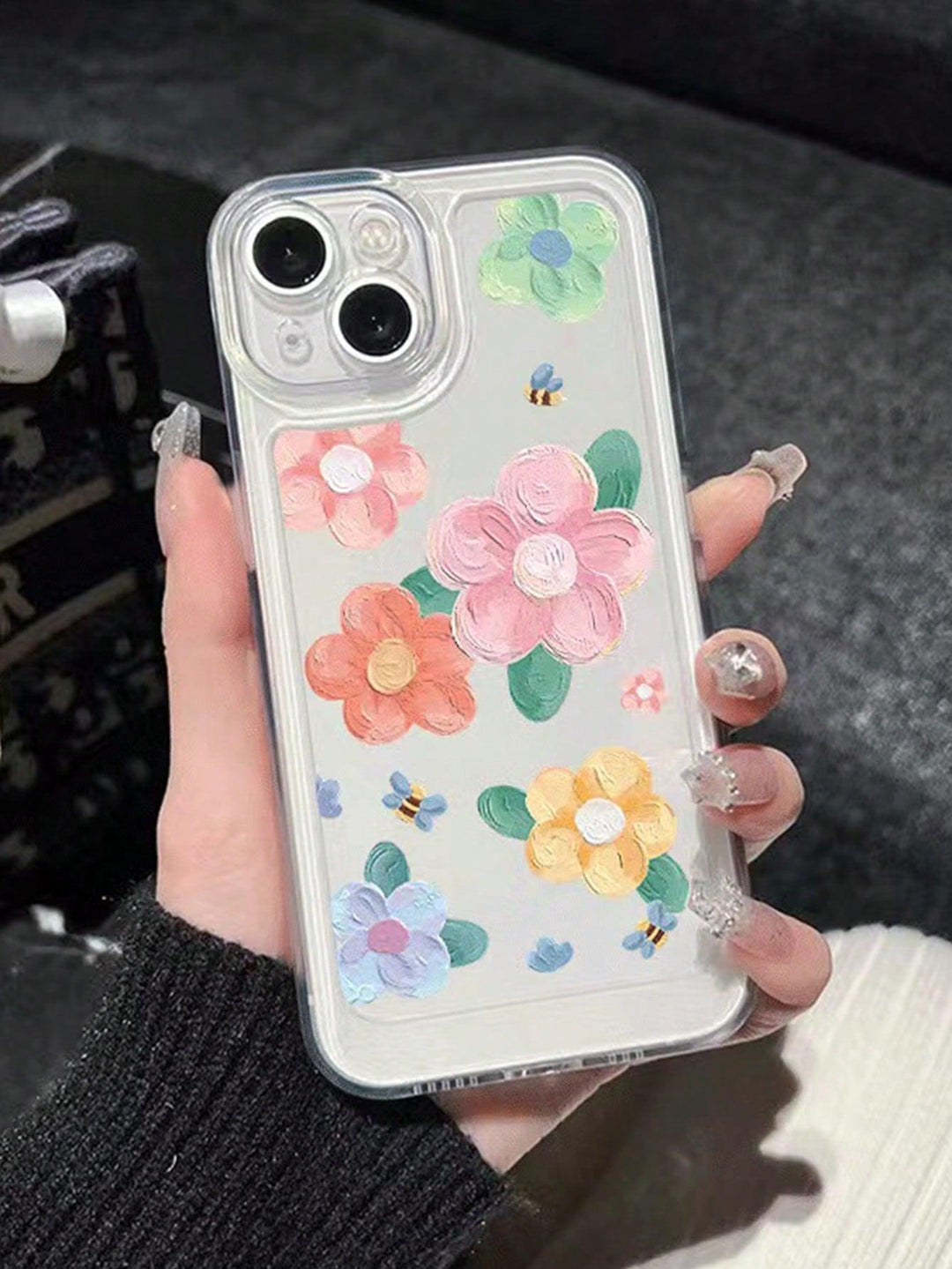 2pcs Floral Print Clear Phone Case - Brand My Case