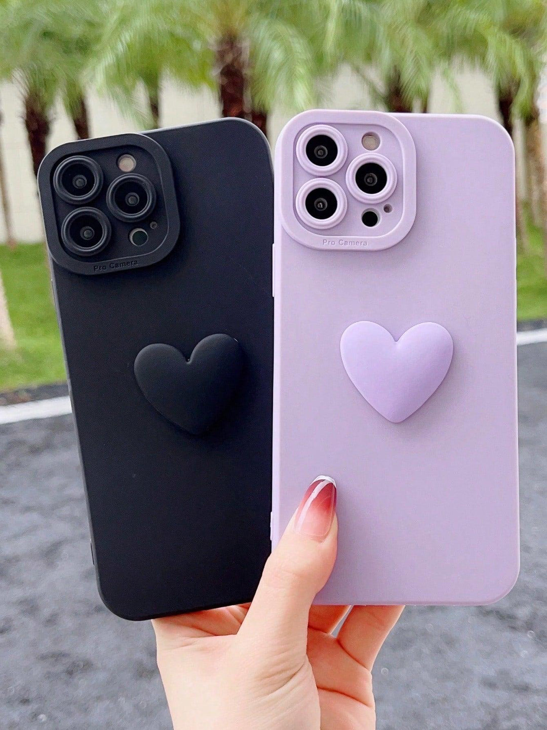 2pcs Heart Decor Phone Case - Brand My Case