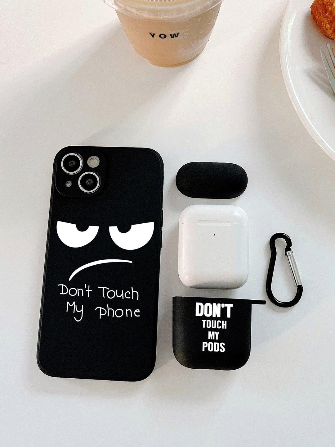 2pcs Letter Graphic Phone Case Earphone Case Set - Brand My Case