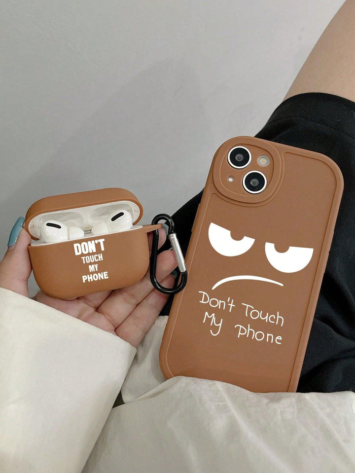 2pcs Letter Graphic Phone Case Earphone Case Set - Brand My Case