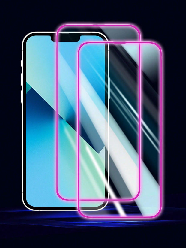 2pcs Purple Tempered Glass Glow In The Dark Phone Protection Film Compatible With iphone - Brand My Case