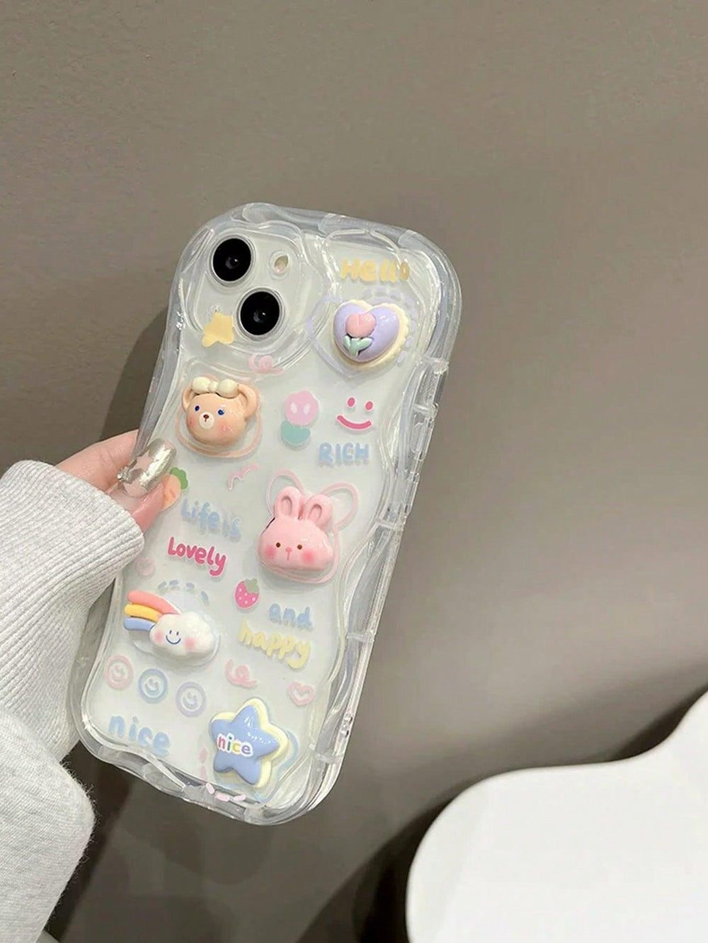 3D Cartoon Rabbit Bear Decor Phone Case - Brand My Case