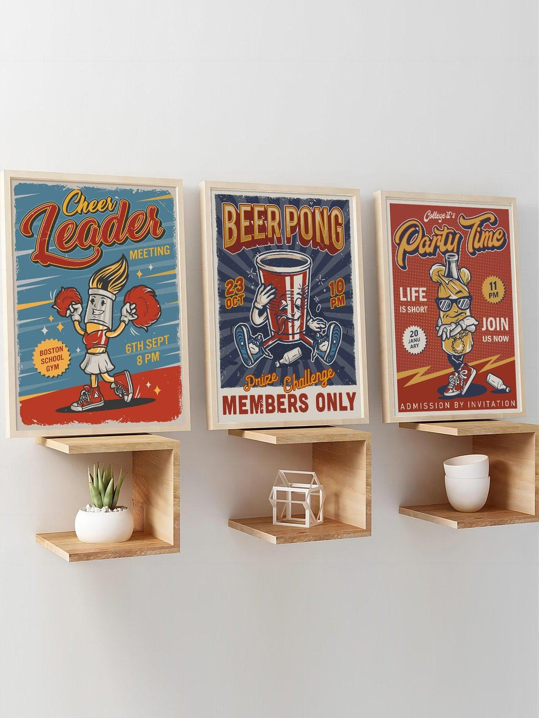 3pcs Cartoon Letter Graphic Unframed Painting - Brand My Case